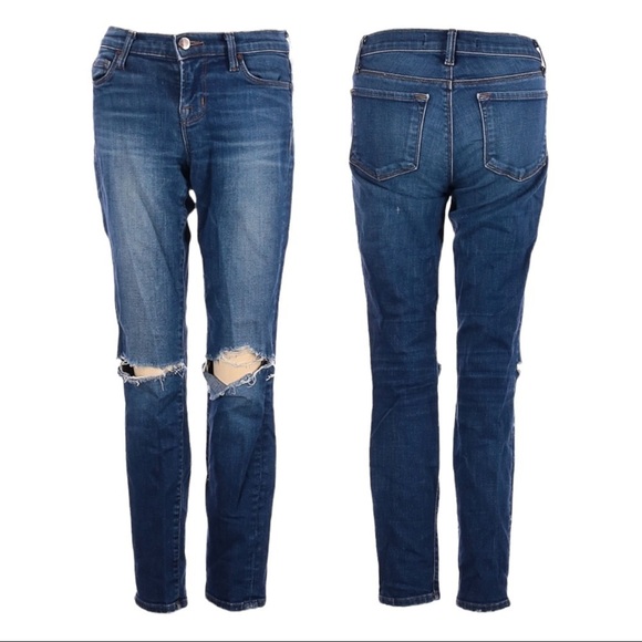 J Brand Alta Busted Distressed Knee Skinny Capri Blue Jeans Size 24 - Picture 1 of 12
